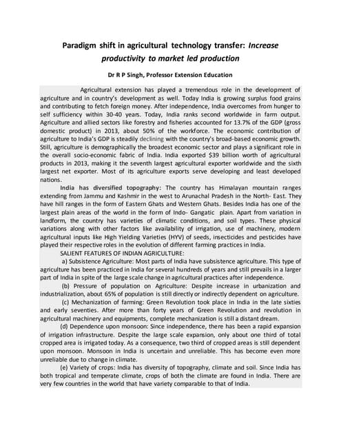 Paradigm shift in agricultural extension