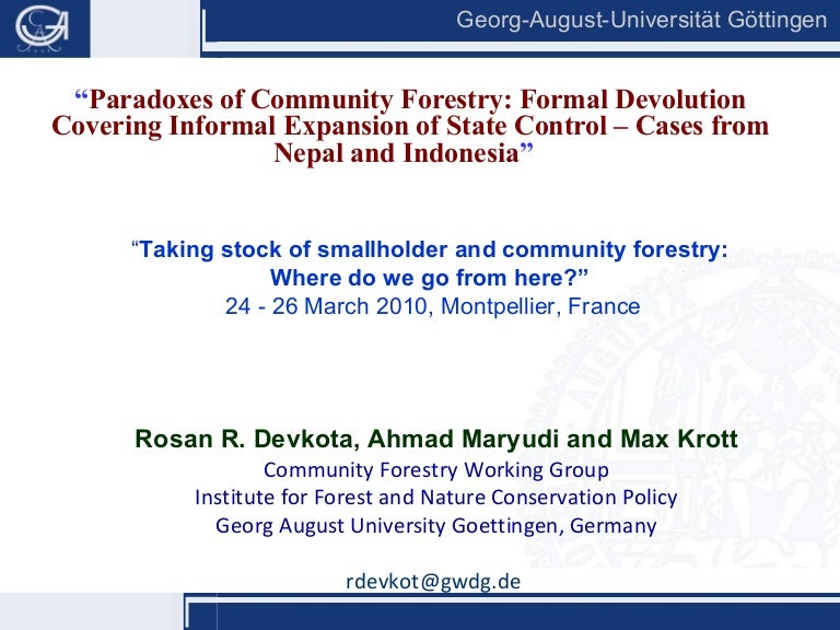 thumbnail of  Paradoxes of community forestry formal devolution covering informal expansion of state control: Cases from Nepal and Indonesia