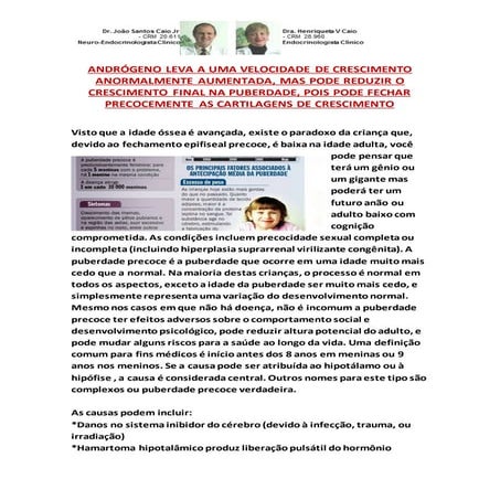 PARADOXO; PRECOCIDADE SEXUAL UM COMPROMETIMENTO CERTO NA BAIXA ESTATURA CRIAN...