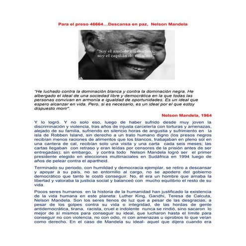 Para el preso 46664....Descansa en paz Nelson Mandela | DOC