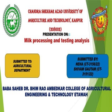 Operations in milk processing plant | PPTX