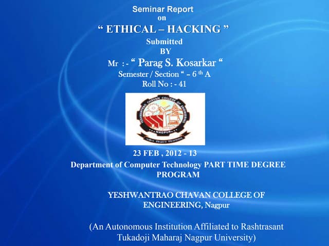 Parag presentation on ethical hacking