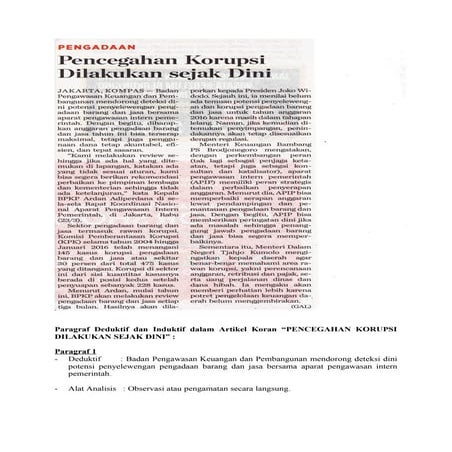 Paragraf deduktif dan induktif dalam artikel koran