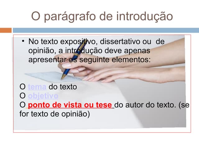 Estruturando o paragrafo de introdução do texto de opinião | PPT