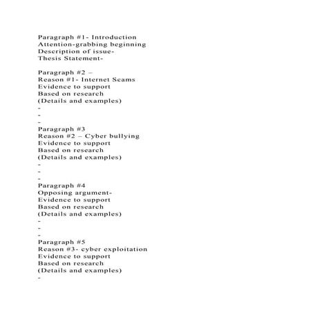 Paragraph #1- IntroductionAttention-grabbing beginningDescriptio.docx