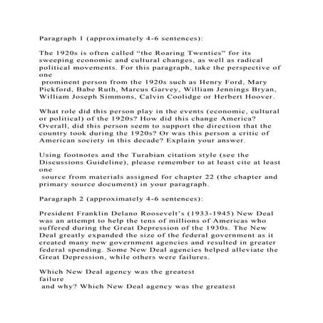 Paragraph 1 (approximately 4-6 sentences)The 1920s is often cal.docx