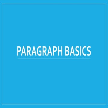 Paragraph Basics