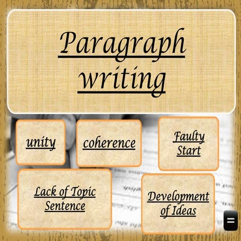Organization of the Paragraph ppt