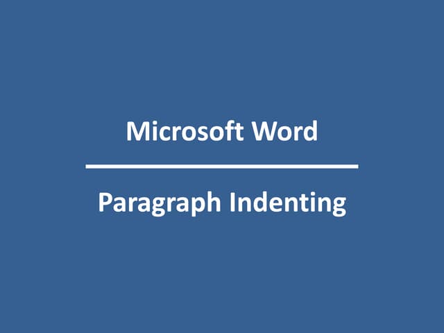 MS Word - Paragraph Indenting and Line Spacing