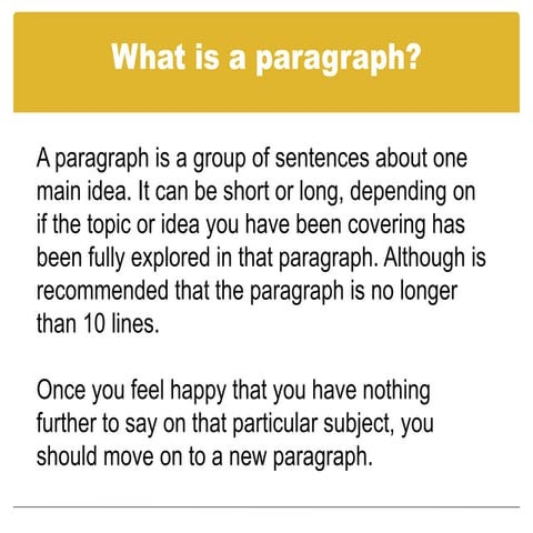 Paragraphs and topic sentences