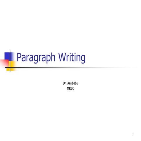 PARAGRAPH WRITING by Dr. Anjibabu .ppt