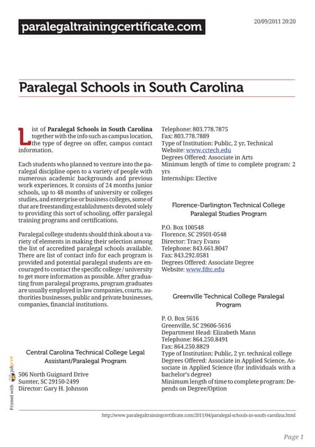Paralegal schools in south carolina PDF Paralegal schools in south carolina PDF