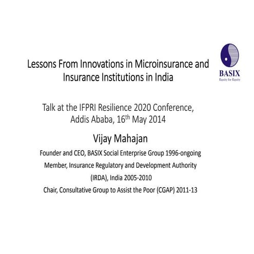Lessons from Innovation in Microinsurance in India