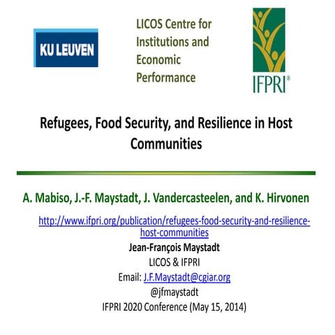 Refugees, Food Security, and Resilience in Host Communities. 
