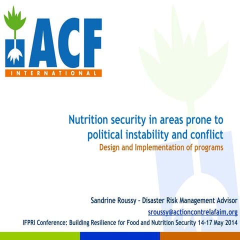 Nutrition Security in Areas Prone to Political Conflict 