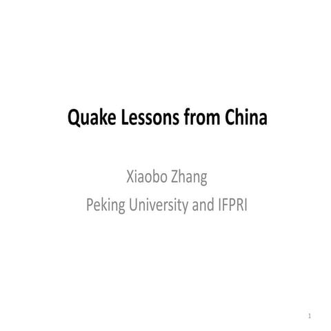 Quake Lessons from China