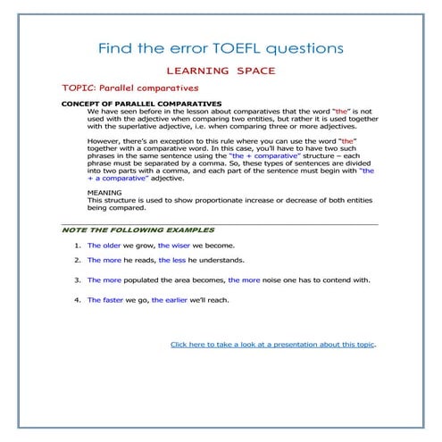 Parallel comparatives