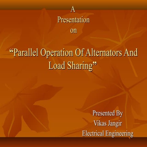 Parallel Operation on Alternators.