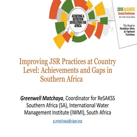 Improving JSR Practices at Country Level: Achievements and Gaps in Southern A...