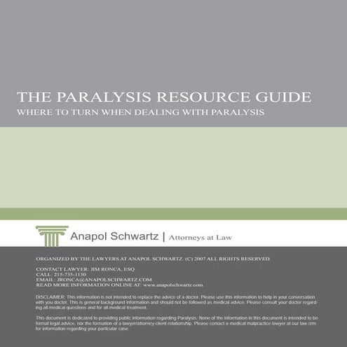 Paralysis Resources Guide from Philadelphia Lawyers at Anapol Schwartz