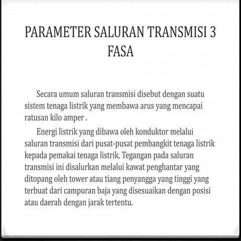 Parameter saluran transmisi 3 fasa