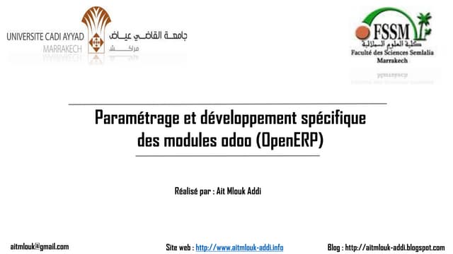 Paramétrage et développement spécifique des modules odoo (OpenERP) Partie 1