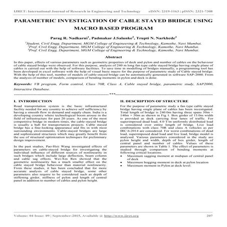 Parametric investigation of cable stayed bridge using macro based program