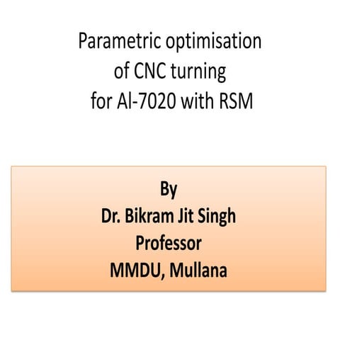 Parametric optimisation of cnc turning for al 7020 with rsm
