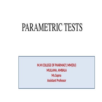 parametric test.pptx Pharmacology statistics