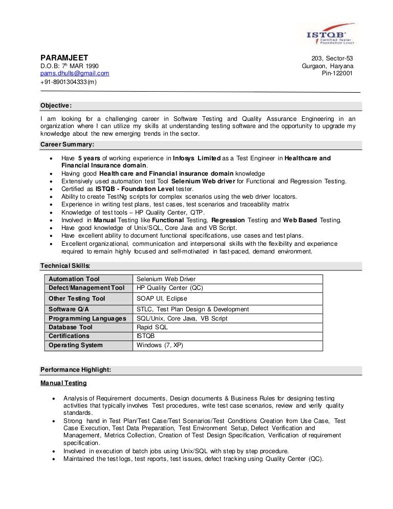 software quality assurance engineer resumes