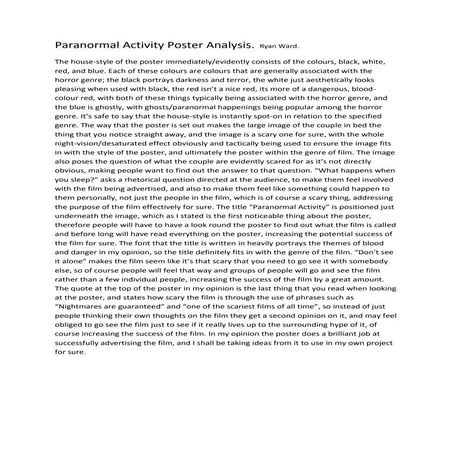 Paranormal Activity Poster Analysis.