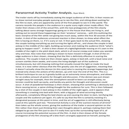 Paranormal activity trailer analysis