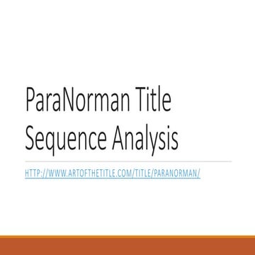 Paranorman Opening Title Sequence Analysis 