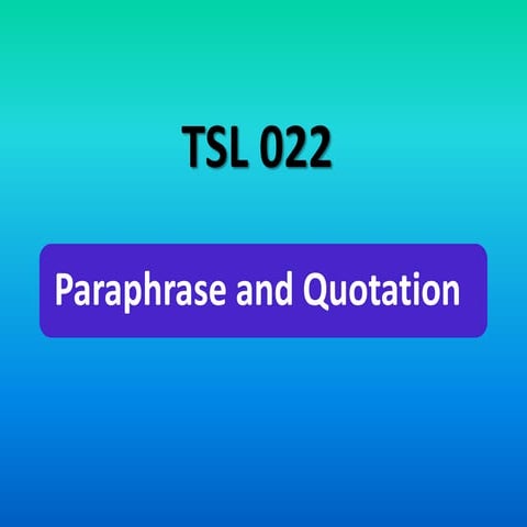 Paraphrase and Quotation