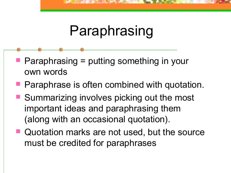 Paraphrase the given