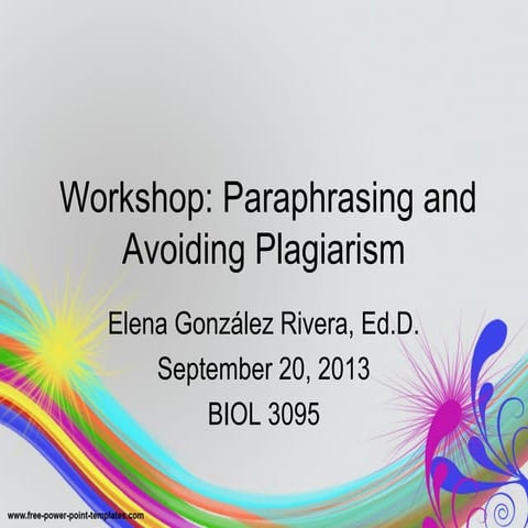 Paraphrasing and avoiding plagiarism