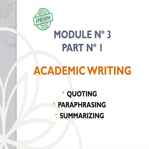 PARAPHRASING and PLAGIARISM module 3.pptx