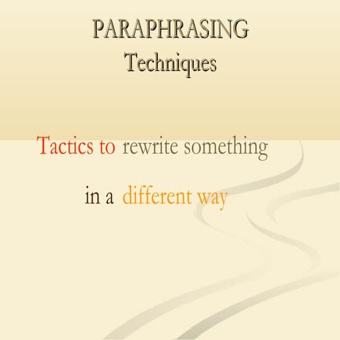 Paraphrasing techniques