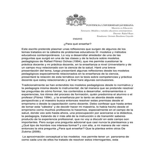 Para que enseñar. por german barahona