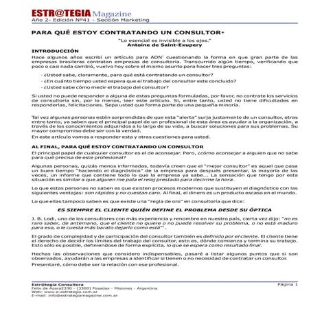 Para Que Estoy Contratando Un Consultor