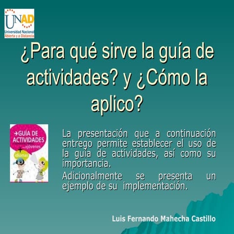 Para Qué Sirve La GuíA De Actividades Y Como La Aplico.Pps