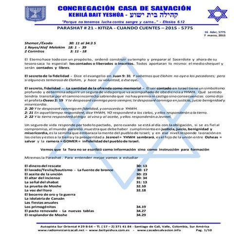 Parasha  #  21   ki tiza - cuando cuentes - 2015 -  5775