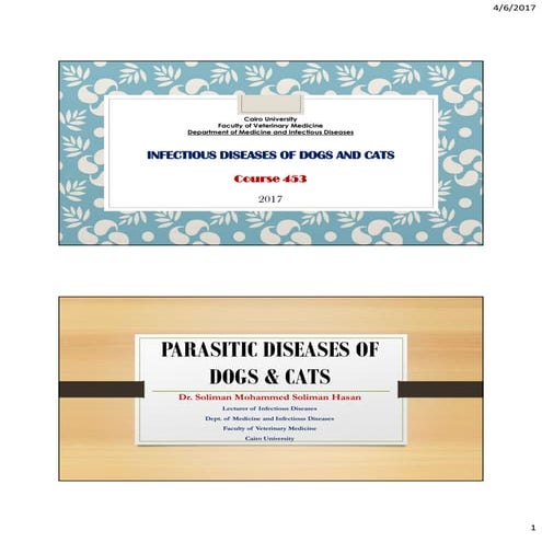 Parasitic diseases of pet animals