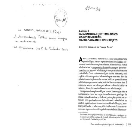 FRANÇA FILHO, 2004. Para um olhar epistemológico da administração
