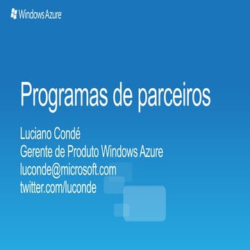 Cloud Day III - Programas para parceiros com Windows Azure