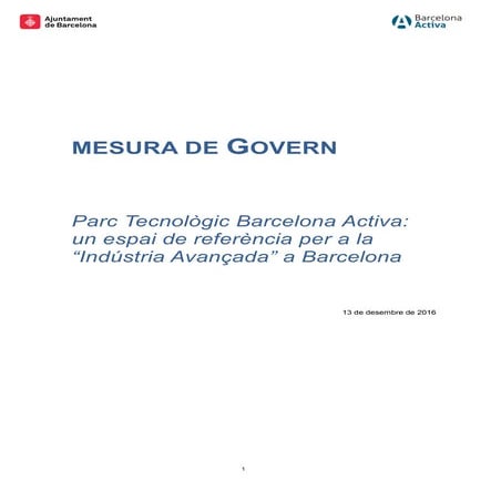Mesura de Govern: Parc Tecnològic Barcelona Activa