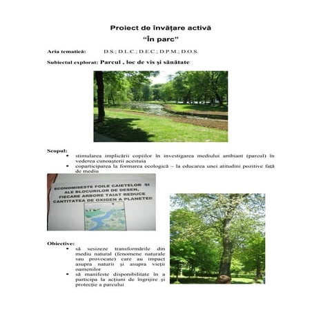 Parcul , loc de vis şi sănătate