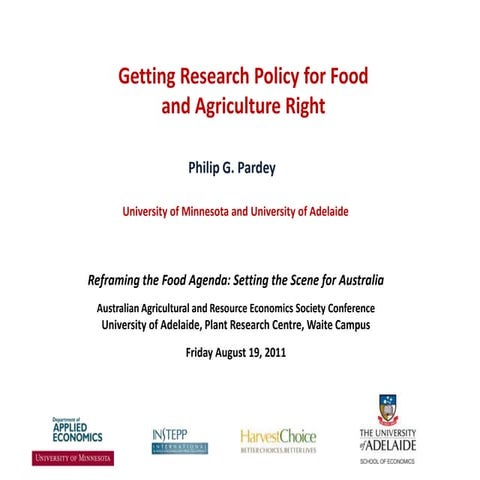 Getting Research Policy for Food and Agriculture Right