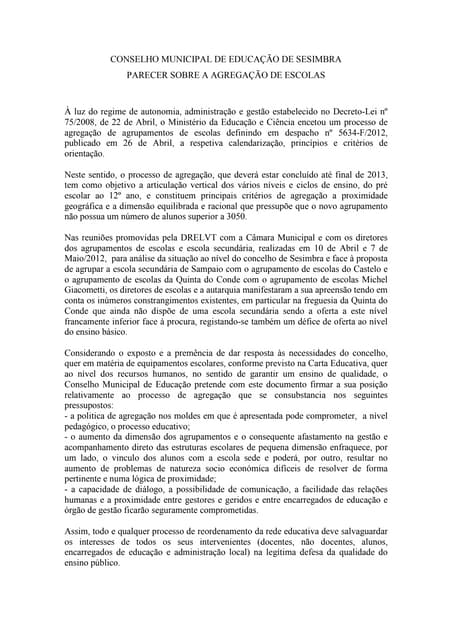 Parecer do cme agregação escolas