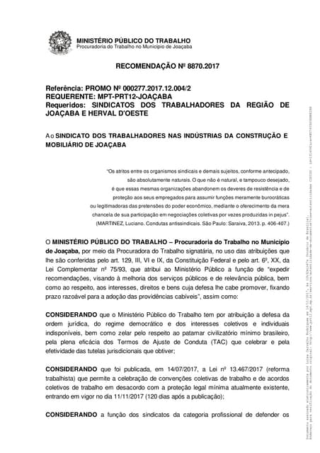 Recomendação aos Sindicatos de trabalhadores: resistam às perdas trabalhistas